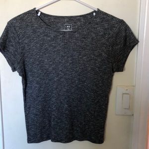 grey and white t-shirt